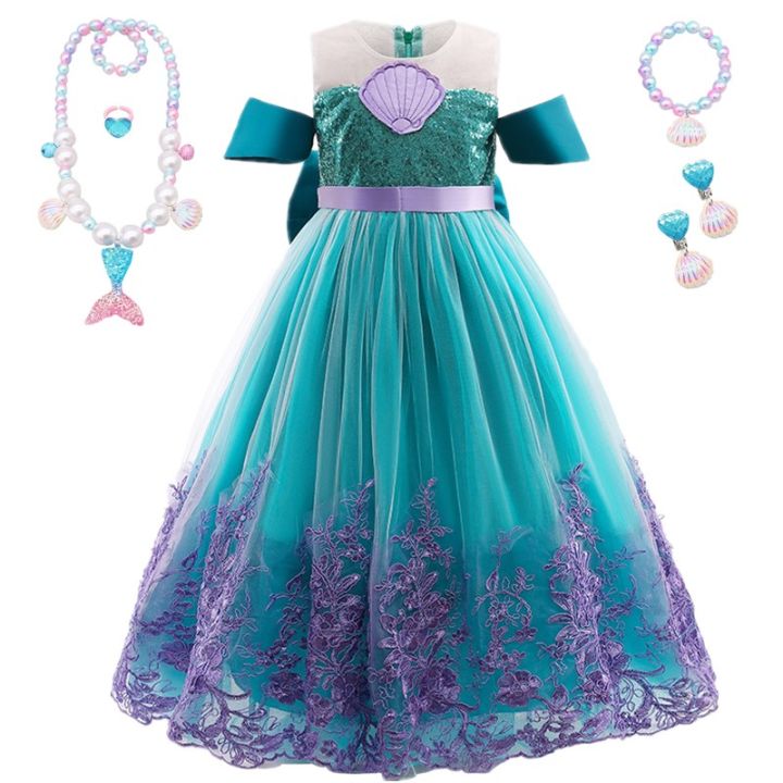 Fancy%20Mermaid%20Costume%20for%20Girls%204-10%20Y%20Ariel%20Cosplay%20Birthday%20Princess%20Dress%20Halloween%20Carnival%20Party%20Gown%20Girls%20Mermaid%20Dress%20-%20Image%202