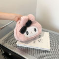 Mettle Vault Plush cartoon makeup bag, Kuromi women's casual doll, handbag, birthday gift.