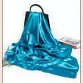 90*90cm Solid Color Satin Square Scarf Fashion Beach Women Head Wrap Spring Summer Shawl Ladies Foulard Bandanna Muffler Hijab. 
