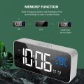 Home Bedroom Living Room Rechargeable Bedside Music Clock LED Mirror Alarm Clock Sound Activated Clock.