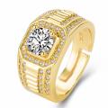 Stalls supply yellow gold-plated domineering full diamond rings diamond rings, business men's rings, color-retaining double row diamond engagement rings.