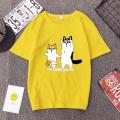 Korean Fashion South Korea Ulzzang Bf Cartoon God Annoying Dog Husky Couple Print T-Shirt Loose Student Short Sleeve Tide. 