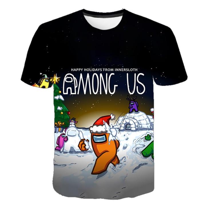 Boys Girls Cartoon Print T-shirts Kids Among us T Shirt For Boys Children Summer Short Sleeve Hip Hop T-shirt Game Tops Clothing