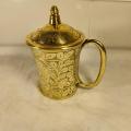 Handmade Design Pitoler Nokshi Design Mug with Dhakna - Pitol Coffee Mug/Brass Coffee Mug. 