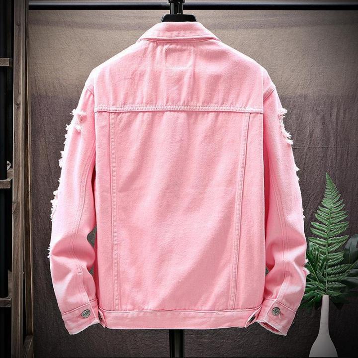 Pink%20Denim%20Jacket%20Spring%20and%20Autumn%20Couple%20Coat%20Male%20Student%20Korean%20Style%20plus-Sized%20Workwear%20Ripped%20Denim%20Jacket%20Male%20-%20Image%202