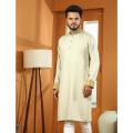 Westeen Cotton Linen Cream Color Punjabi. 