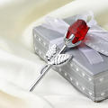 Valentines Day Gift Crystal Glass Rose Artificial Flower Silver Gold Rod Rose Flower For Girlfriend Wedding Gifts For Guest. 