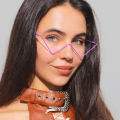 Personality no sheet metal inlaid diamond glasses female tide European and American ins style half frame street shot V-shaped decorative frame male s2057.