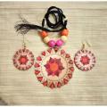 Wooden Hand Painting Exclusive Jewellery Set /Wooden Hand Painting Handicraft Jewellery Set /Wood Base Jewellery Set For Women /Girls - Necklace For Girls.