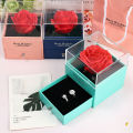 Rotating Rose Gift Box Valentine's Day Marriage Proposal Ring Box Acrylic Flower Gift Packaging Box Necklace Jewelry Case 1Set.