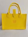WholesaleinsSimple Bear Felt Handbag Large Capacity Totes Cute Cartoon Pure Color Thickened Felt Bag.