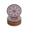 painting technique painting coasters Handmade Beginner-friendly 8 pcs set DIY mandala coasters Mandala design With holder Art craft coasters for Home decor Craft projects Gifts for art enthusiasts.