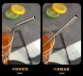 Reusable Stainless Steel 4 pieces Bent Straw with cleaning Brush.