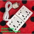 6 Meter / 20 Feet Handmade Multi plug (Heavy Duty + Long lasting) 8 Pin / 3 Port (2 Gang)with Universal Socket 100% Copper Cable - Multi Plug - multi plug.