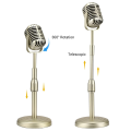 Classic Retro Dynamic Vocal Microphone Vintage Mic Universal Stand for Live Performance Karaoke Studio Record Gold. 
