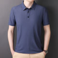 Men's polo shirt, summer new Korean version of business casual, youth fashion casual lapel ice silk short sleeve top. 
