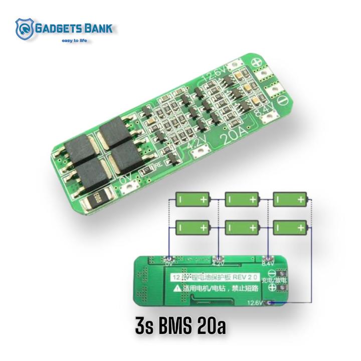 3S 20A Lithium 18650 Charger PCB BMS Protection Board 12.6V 18650 Li-ion Cell Charging Module 11.1V 12V 12.6V