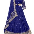 Georgette Embroidery New Stylish Semi Stitched Party Long Gown For Women. 