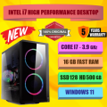 Corei7 Desktop Intel Core i7 Heavy Duty Desktop PC RAM 16GB SSD 128GB HD 500GB Windows11Pro.