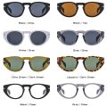 SHAUNA Retro Oval Women Sunglasses Fashion Wide Legs Men Dark Green Shades UV400 Rivets Decoration Punk Sun Glasses. 