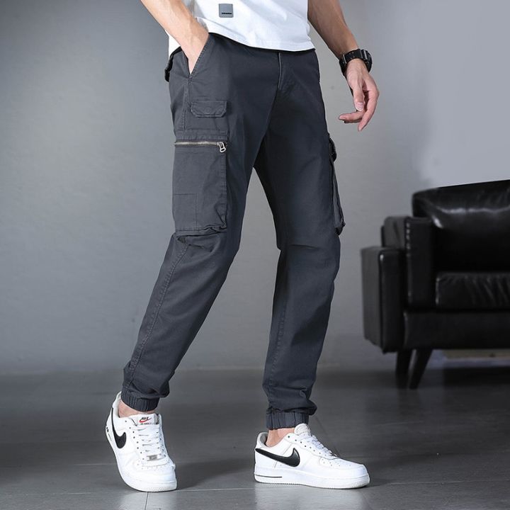 Summer%20Men's%20Lightweight%20Cargo%20Pants%20Drawstring%20Slim%20Fit%20Cargo%20Pants%20With%20Zipper%20Pockets%20Outdoor%20Hiking%20Military%20Trousers%20Male%20-%20Image%202