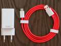 Dash Charger Oneplus 1+ 3 3T 5 5T with Type-C Cable - White and Red.