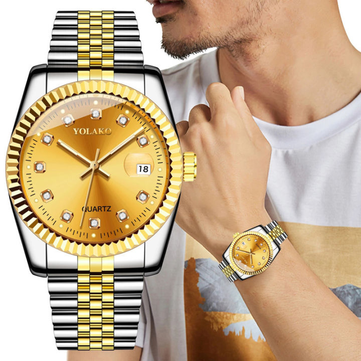 YOLAKO%20Couple%20Men's%20Women's%20Steel%20Band%20Watch%20Glow%20Calendar%20Diamond%20Scale%20Gold%20Business%20Men%20Watch%20Women%20Bracelet%20Wristwatches%20-%20Image%205