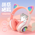 Cute Kitty Headphone_Cute Cat Headphone_STN-28 Over Ear Music Headset Glowing Cat Ear Headphones Foldable Wireless BT5.0 Earphone with Mic.