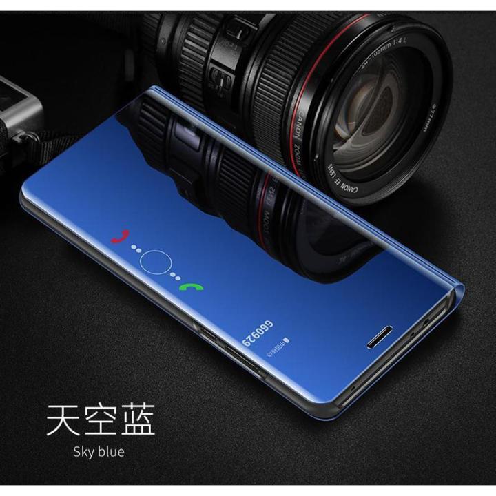 For Xiaomi Redmi Note 5 Pro Smart Luxury Plating Clear View Mirror Leather Stand Flip Cover