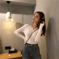Autumn and Winter V Collar Knitted Long Sleeve Slim Fit Skinny Thermal Bottoming Shirt Top Trendy Pullover Slimming Sweater Women Wholesale. 