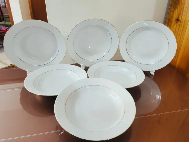 6%20Pcs%20Ceramic%20Deep%20Dinner%20Plate%20Set%209"Inch%20,%20Deep%20Rice%20Dinner%20Plate,%20White%20Color%20With%20Golden%20Line%20print%20-%20Image%206