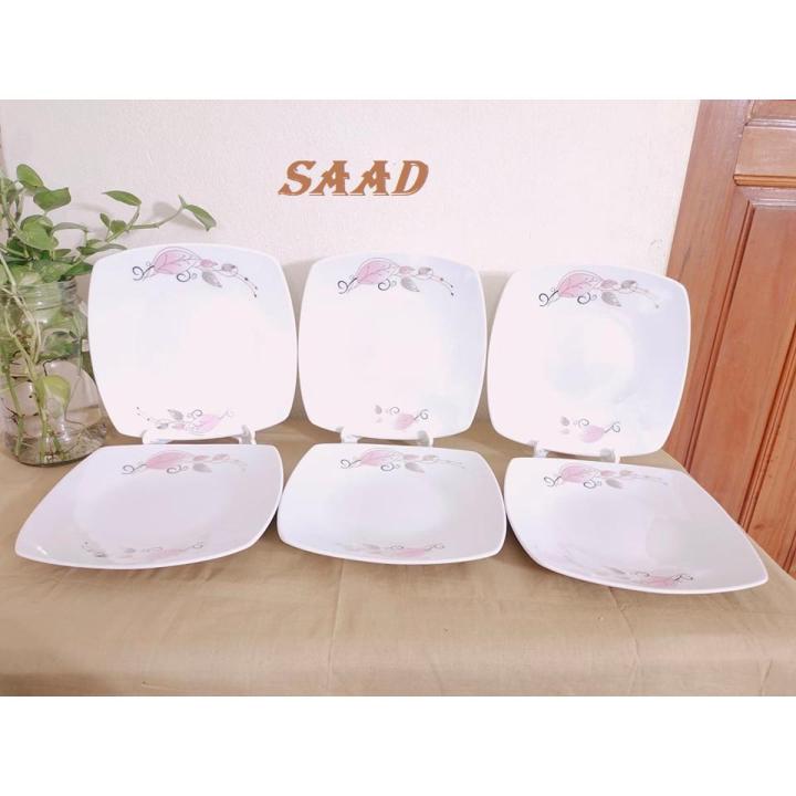 Pcs Square Breakfast Plate set Inch, Everyday Use Dinner Half