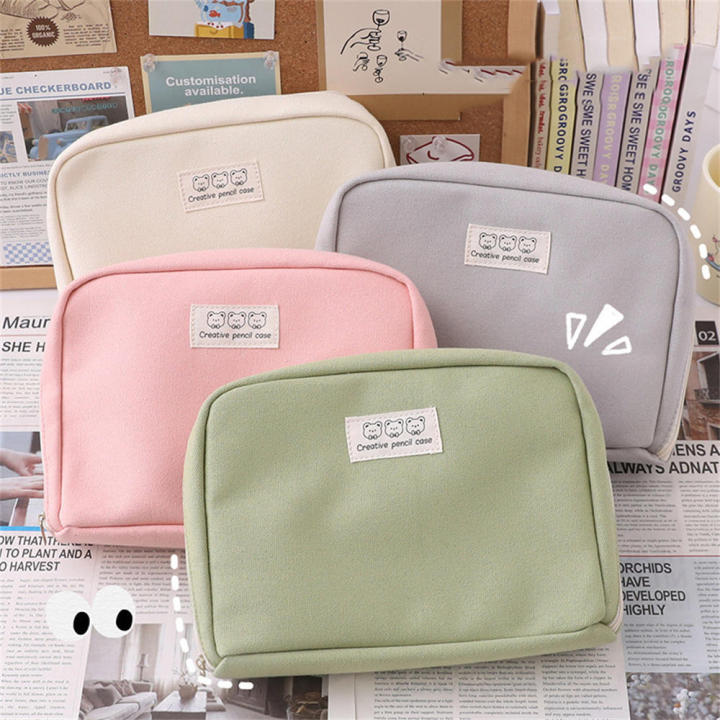 Canvas%20Pencil%20case%20Convenient%20Japanese%20Large%20capacity%20Bag%20pouch%20Zipper%20closure%20Wide%20Open%20Box%20for%20School%20Office%20Students%20Artists%20Travel%20-%20Image%203