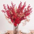 60/65/75cm Red Berries Stems Ornament Plastic Fake Flowers DIY Artificial Bedroom Dinner New Year Table Simulated Christmas Fortune Decoration Berry Flower Bouquet Wedding. 