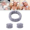 Face Wash Headband Wristband Set SPA Headband Makeup Headband Facial Wrist Cuffs for Shower , Gray.