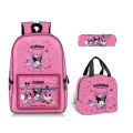 Sanrio kulomi kuromi school bag student backpack thermal insulation tote lunch bag pencil case three-piece set.