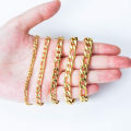 Wholesale 5mm 6mm Stainless Steel Necklace Mens 14k 18K Gold Plated Filled Cable Franco Chain Figaro Chain Rope Chain.