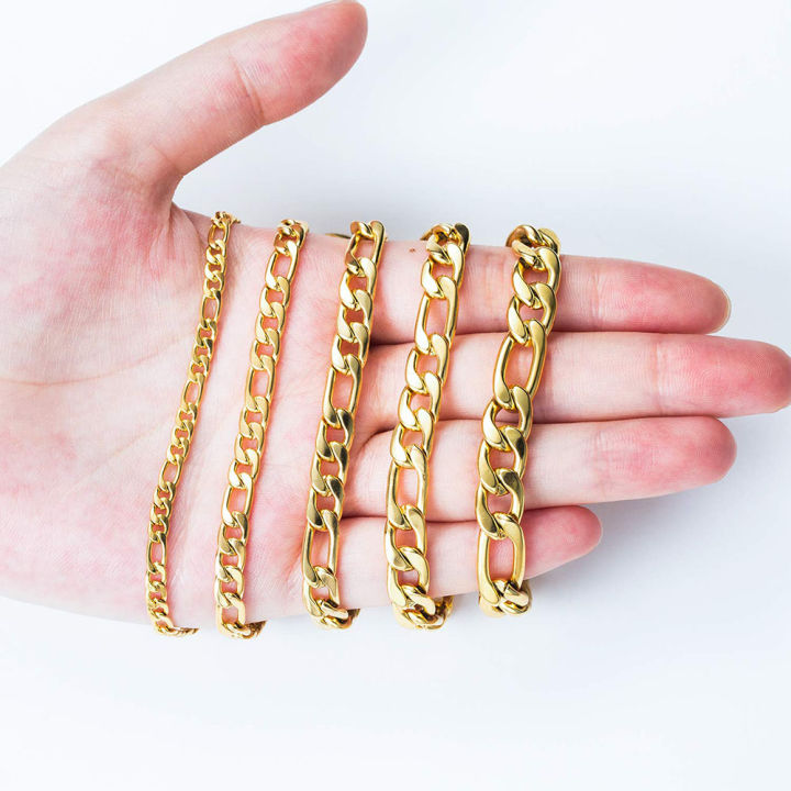 Wholesale%205mm%206mm%20Stainless%20Steel%20Necklace%20Mens%2014k%2018K%20Gold%20Plated%20Filled%20Cable%20Franco%20Chain%20Figaro%20Chain%20Rope%20Chain%20-%20Image%204