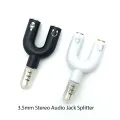 3.5mm U Shape Stereo Audio Jack Splitter Divider for Earphone Headphone 2 Way Splitter Adapter for Smartphone, Laptops. 