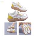 Thick Soled Women Casual Sneakers Anti Slip Fashion Waterproof Breathable Sports Shoes for Running Autumn Hiker Spring Skirt Female , Yellow 35. 