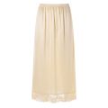 Womens Girls Ice Silk Half Slips Underskirt Basic Soft Lace Trim Petticoat Underdress Intimates Safety Long Skirt Underwear.