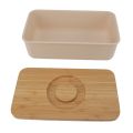 Butter Dish Minimalist Bread Box Sealed Design Large Capacity Modern Prevent Deformation with Wooden Lid for Kitchen. 