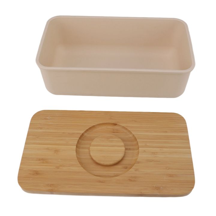 Butter Dish Minimalist Bread Box Sealed Design Large Capacity Modern Prevent Deformation with Wooden Lid for Kitchen