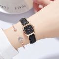 Square Pointer Quartz Watch Minimalist Dial Wristwatch With PU Leather Watchband. 