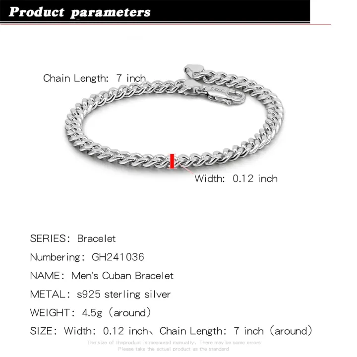 100%25%20925%20Sterling%20Silver%20Cuban%20Link%20Chain%20Bracelet%20Men%203MM%204MM%205MM%206.3%20-%20Image%202