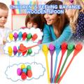 6pcs Egg And Spoon Children Balance Stick Wooden Spoon Toy Education Ball Toy Outdoor Game Training Egg Sense Early Interac O3G9.