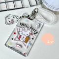Cute Key Chain Transparent Card Sleeve ID Card Cover Crayon Shin-chan Cartoon Card Case Protective Case Kt Cat Bus Card Holder Student. 