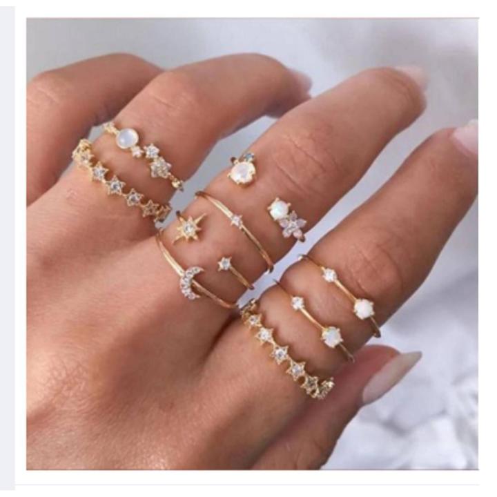 9 Pcs Set .Star Rings For Women Girl Ring Finger Ring Fashion Hand Jewelry Accessories Gift - Ring For Girls