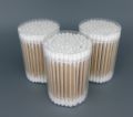 150 Pcs Approx. Cotton Swab Double Head Cotton Buds Wooden with round plastic box. 