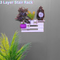 Wall Mounted 3 Layer Stair Rack, Punch Free Wall Hanging Showpiece Holder. Hand Made Craft Items Wall Shelf For Home. - Flower Vase. 